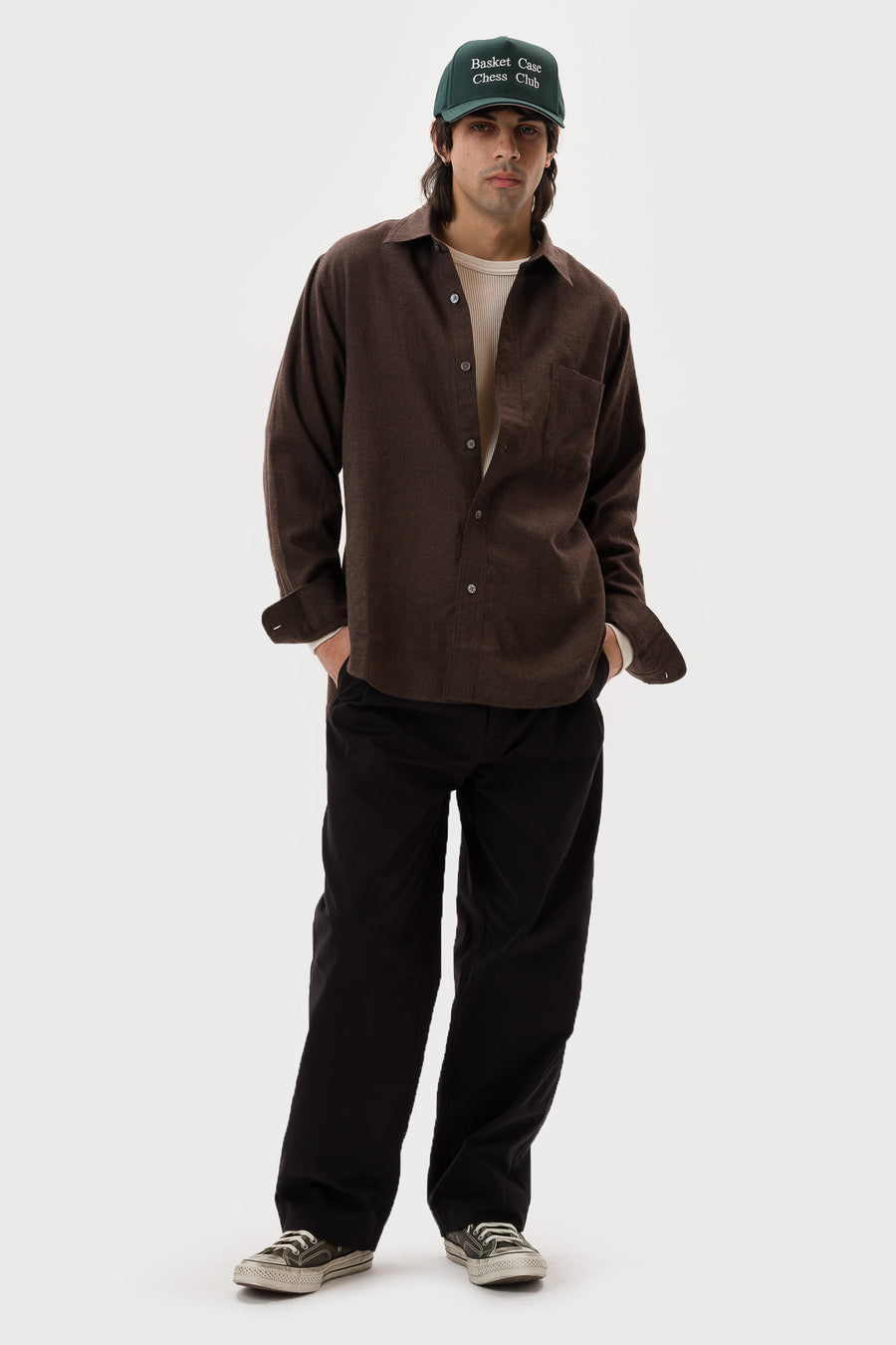 High Twist Italian Wool Shirt in Chocolate