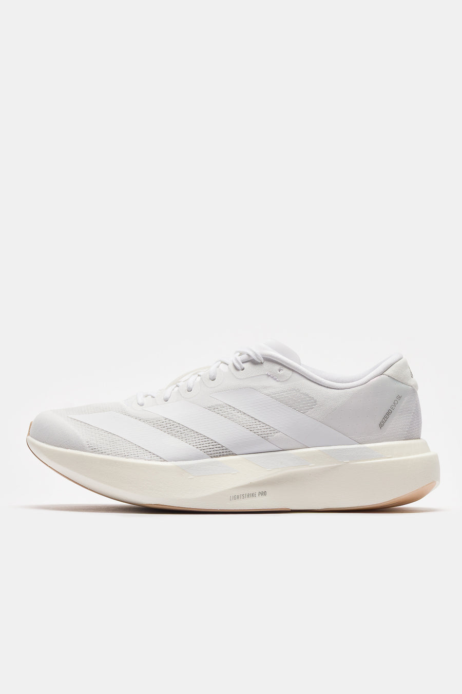 Adizero Evo SL Sneaker in White/White/Sandstone