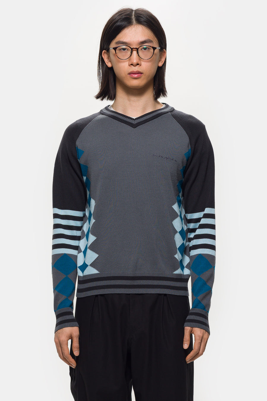 ASICS Laricoid Knit Jumper in Anchor Grey/Sky - Notre