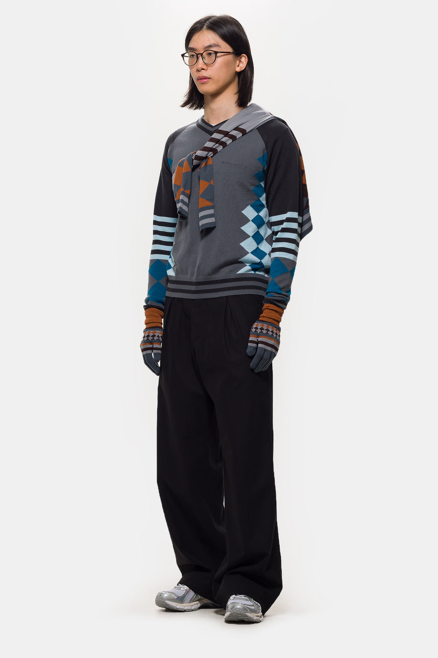 ASICS Laricoid Knit Jumper in Anchor Grey/Sky - Notre