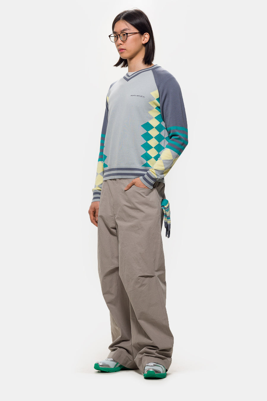 ASICS Laricoid Knit Jumper in Blue Haze/Lemon - Notre