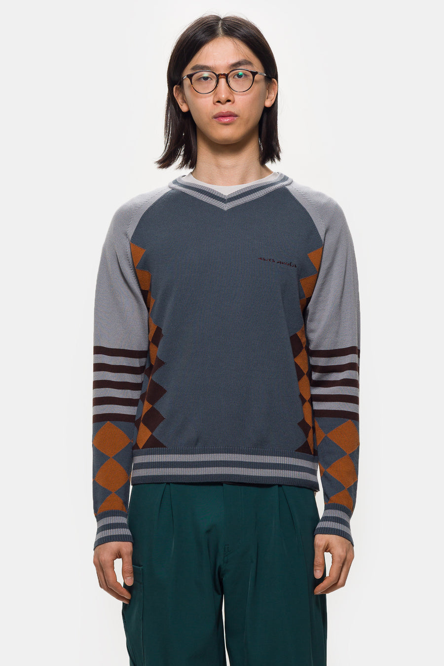 ASICS Laricoid Knit Jumper in Mist/Rust - Notre