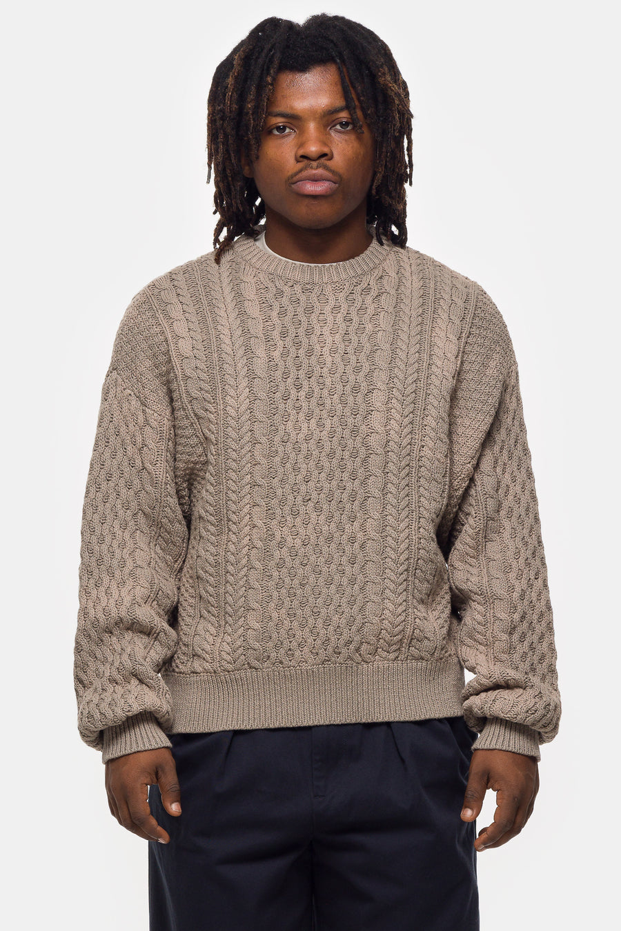 Beams Cable Knit Sweater in Light Green - Notre