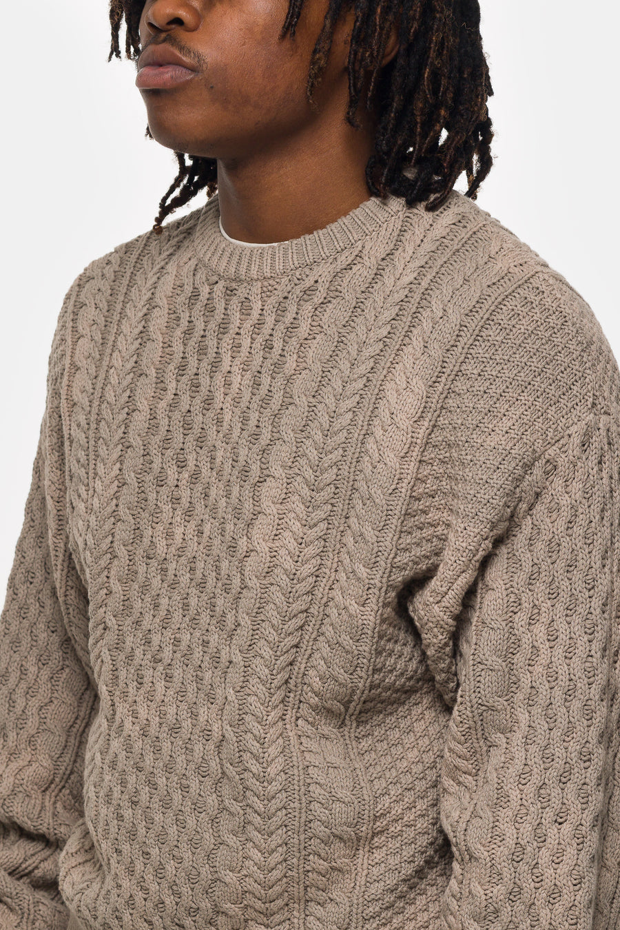 Beams Cable Knit Sweater in Light Green - Notre