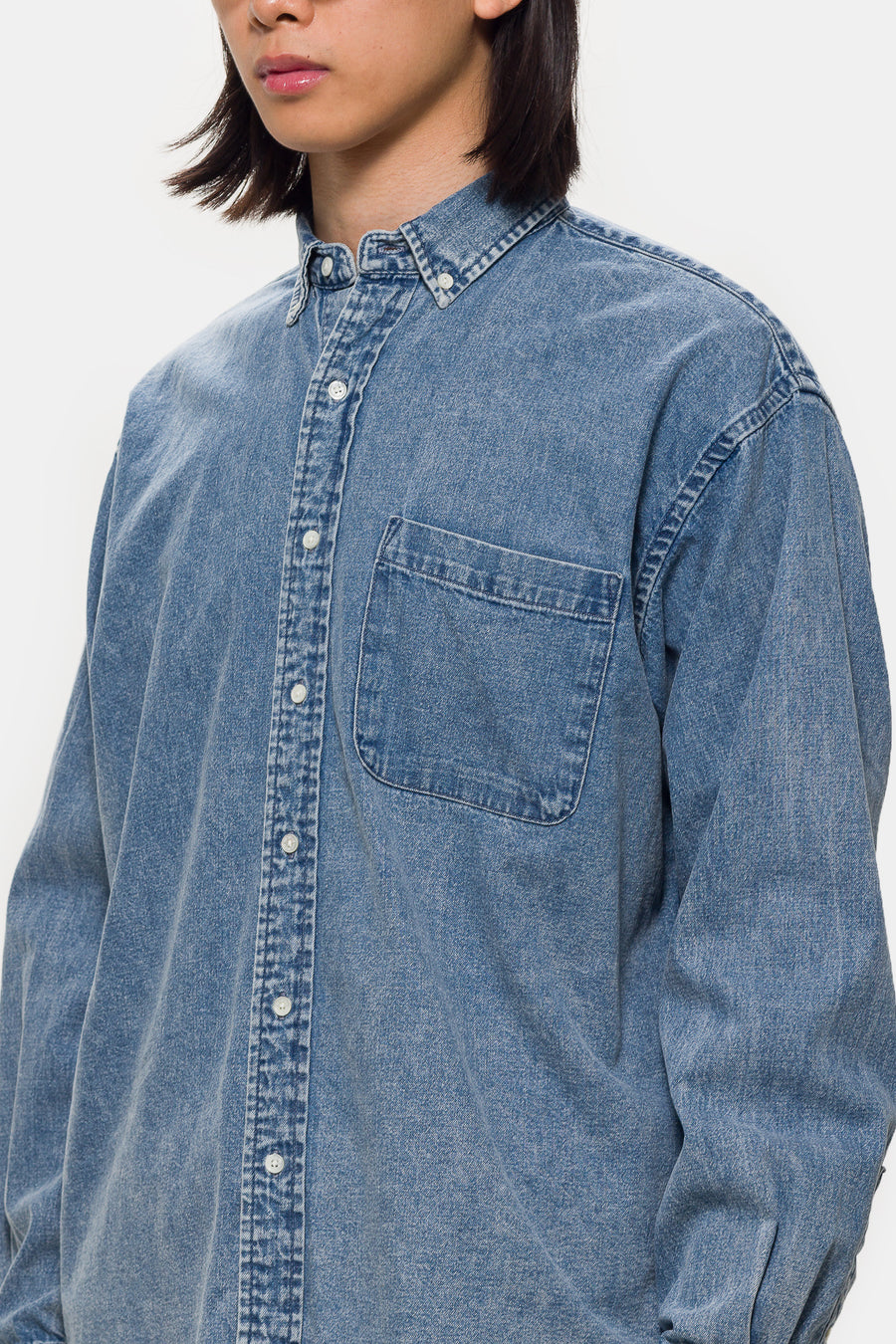 Beams Denim Button Down Shirt in Indigo - Notre