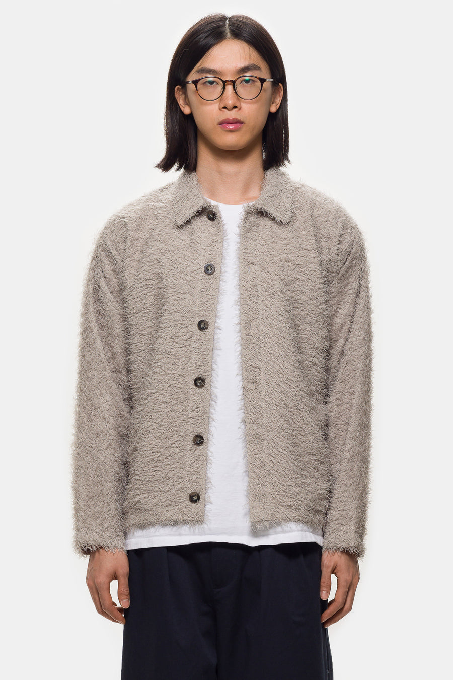 Beams Fringe Shirt in Taupe - Notre
