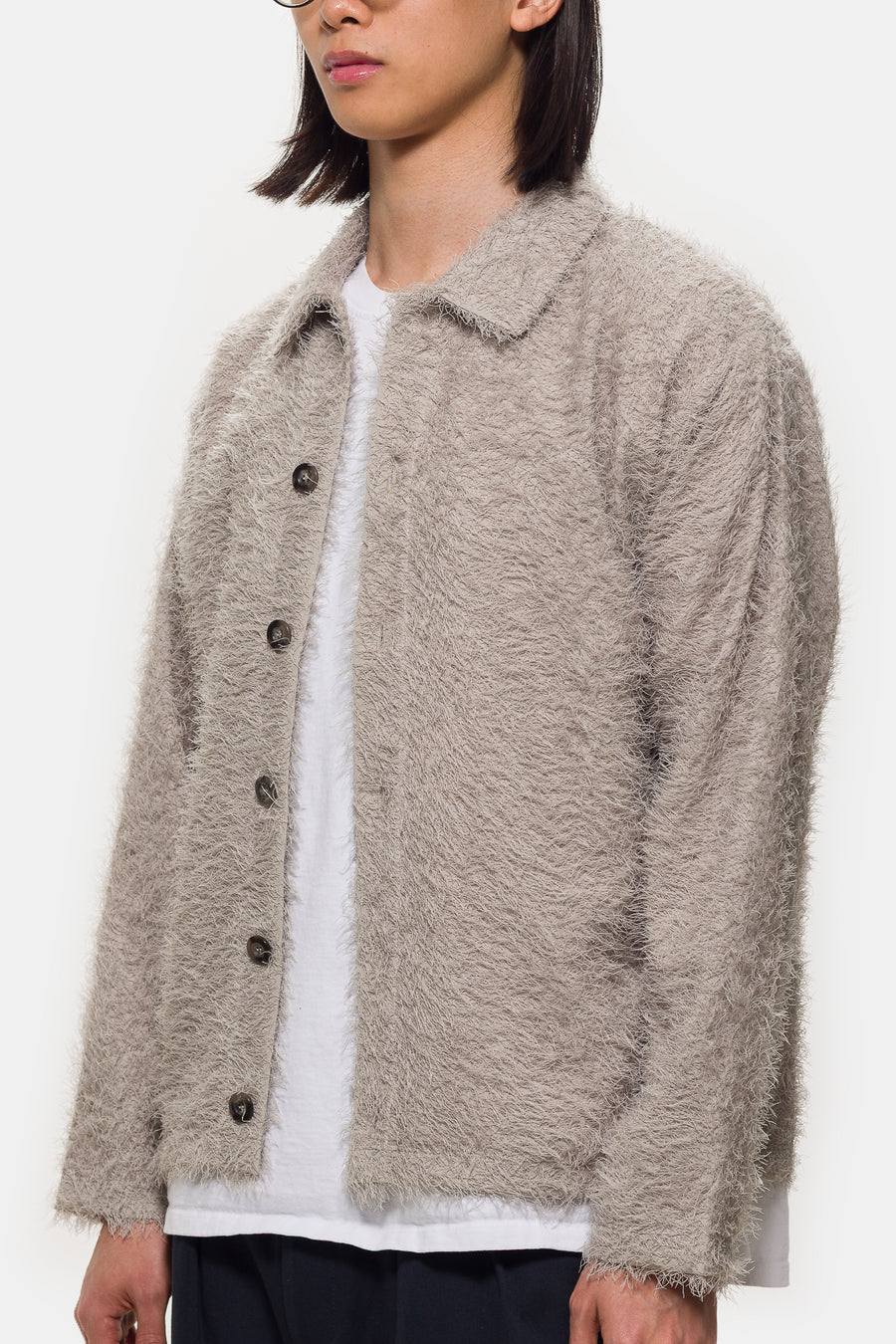 Beams Fringe Shirt in Taupe - Notre