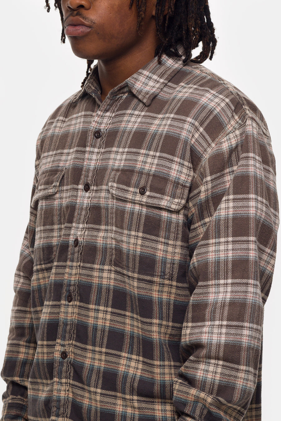 Beams Ombre Dipped Flannel Shirt in Brown/Blue - Notre