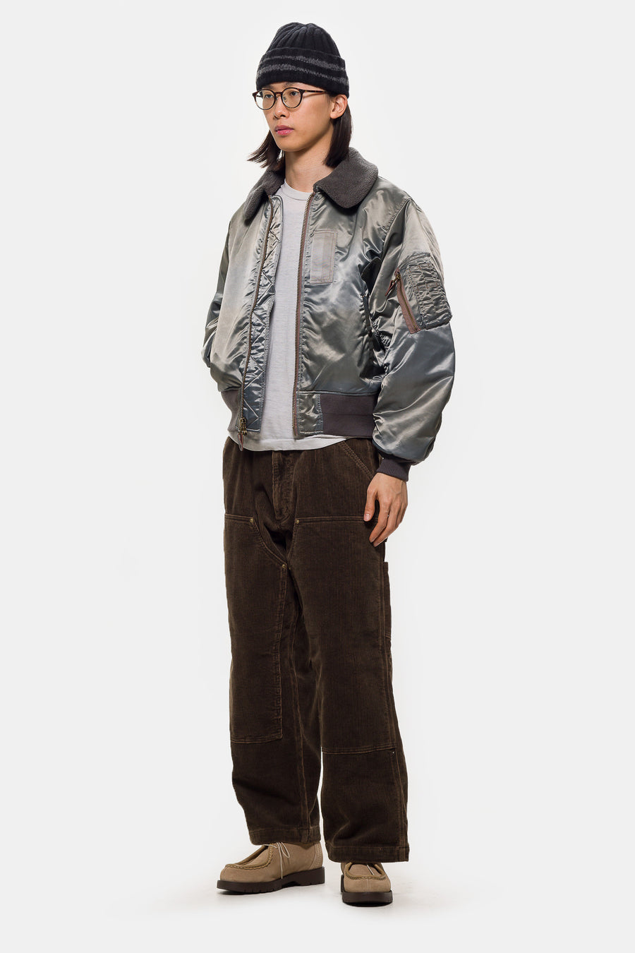 Beams Sunfade B15C Bomber Jacket in Sage - Notre