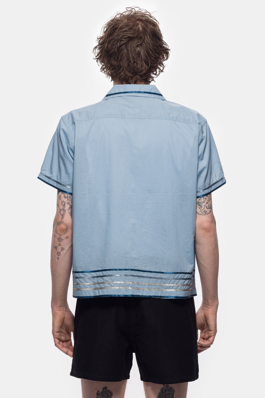 Ribbon Plaid Short Sleeve Shirt in Blue Multi