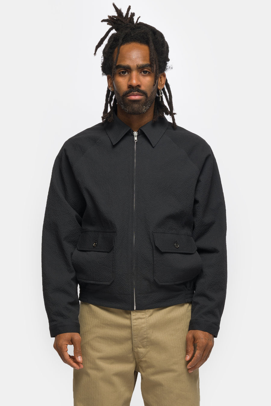 Bode Seersucker Coach Jacket in Dark Navy - Notre