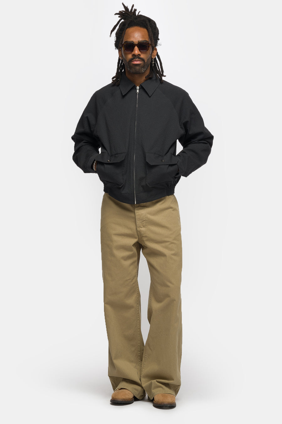 Bode Seersucker Coach Jacket in Dark Navy - Notre
