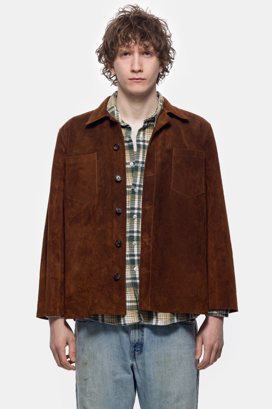 Suede Over Shirt in Brown