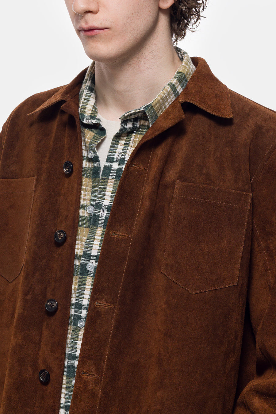 Suede Over Shirt in Brown