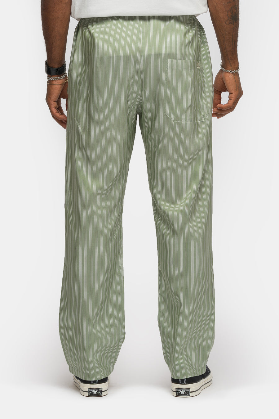Bode Sylvan Stripe Pajama Pant in Green - Notre