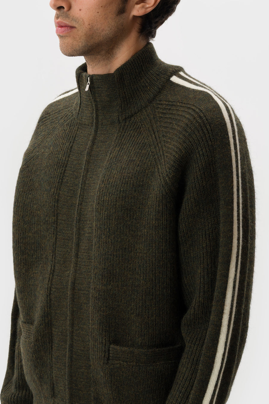 Bare Knuckles Alexandra Knit Zip Sweater in Olive - Notre