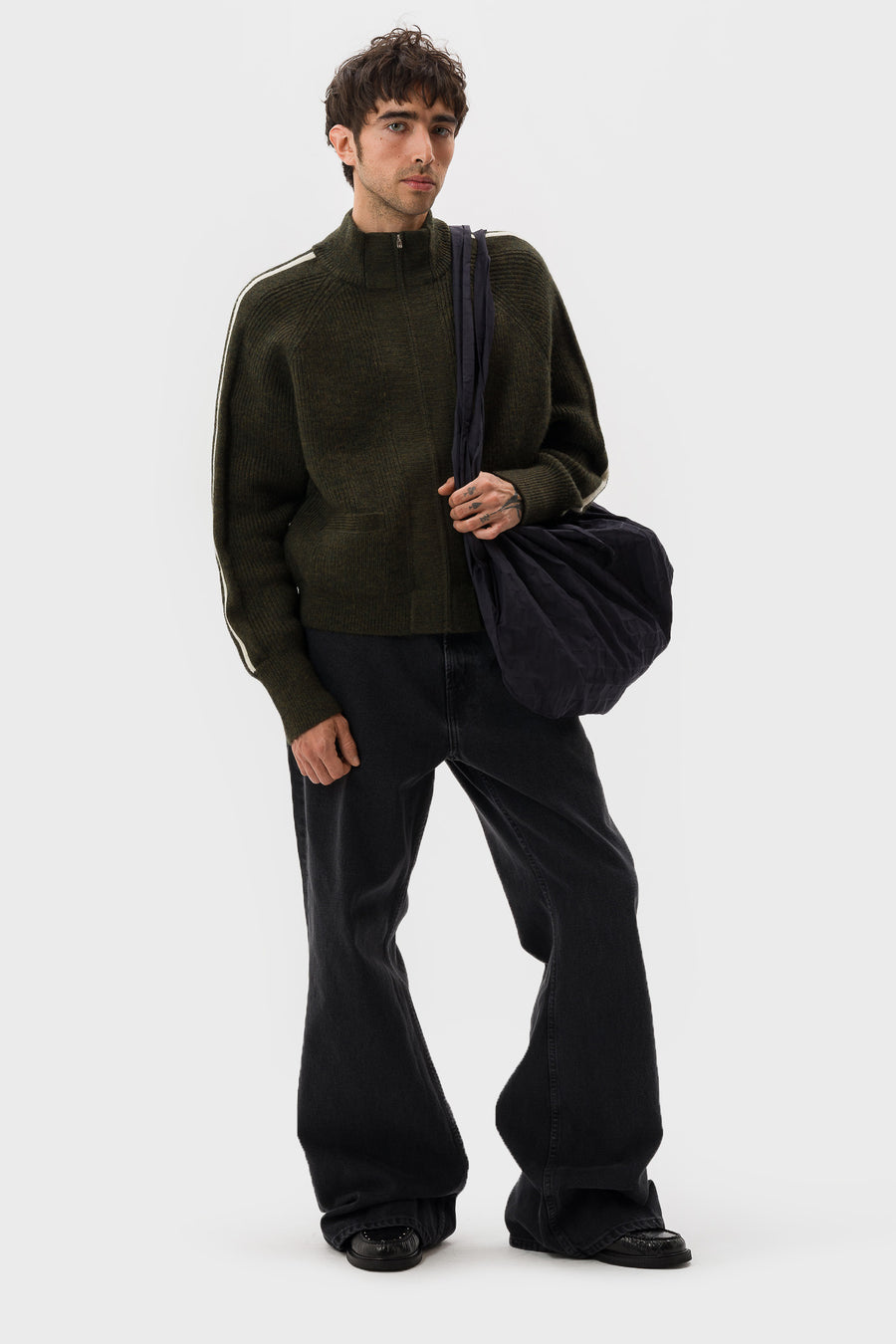 Bare Knuckles Alexandra Knit Zip Sweater in Olive - Notre