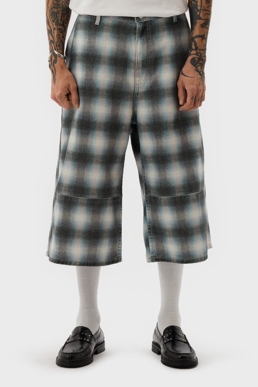 Bare Knuckles Bedford Plaid Short in Black/Blue - Notre