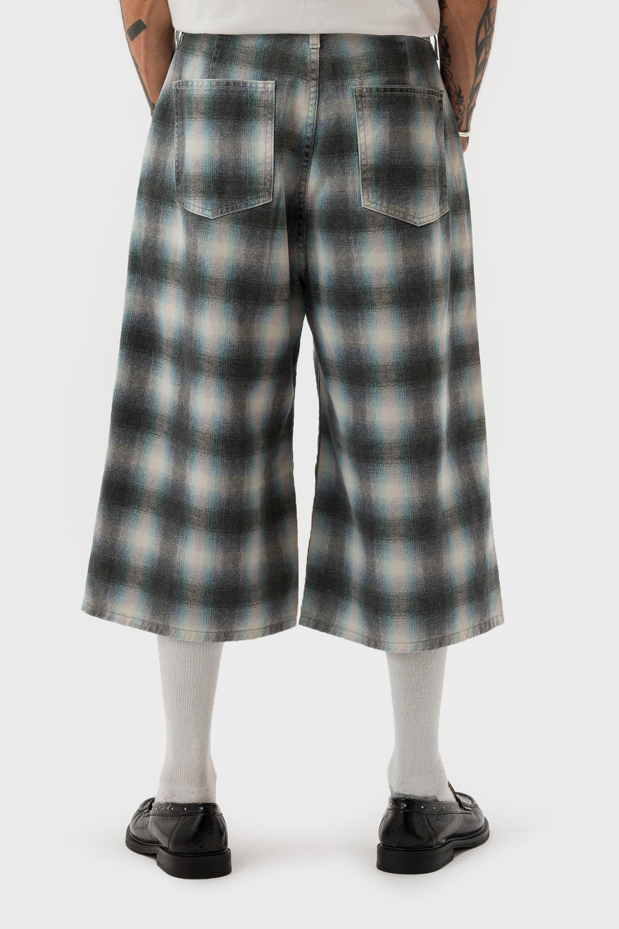 Bare Knuckles Bedford Plaid Short in Black/Blue - Notre