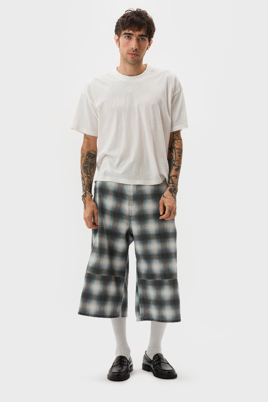 Bare Knuckles Bedford Plaid Short in Black/Blue - Notre