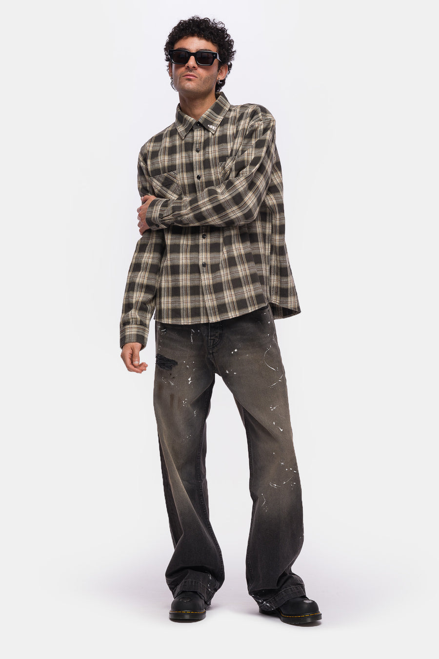 Bare Knuckles Eddie L/S Flannel in Black Plaid - Notre