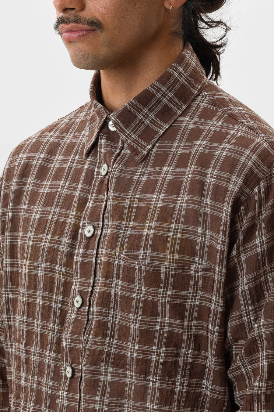 Bare Knuckles Eddie L/S Shirt in Brown Check - Notre