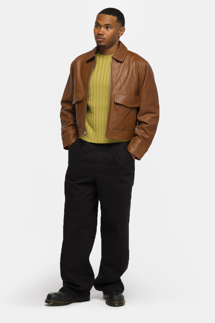 Bare Knuckles Leather Cruiser Jacket in Saddle Brown - Notre