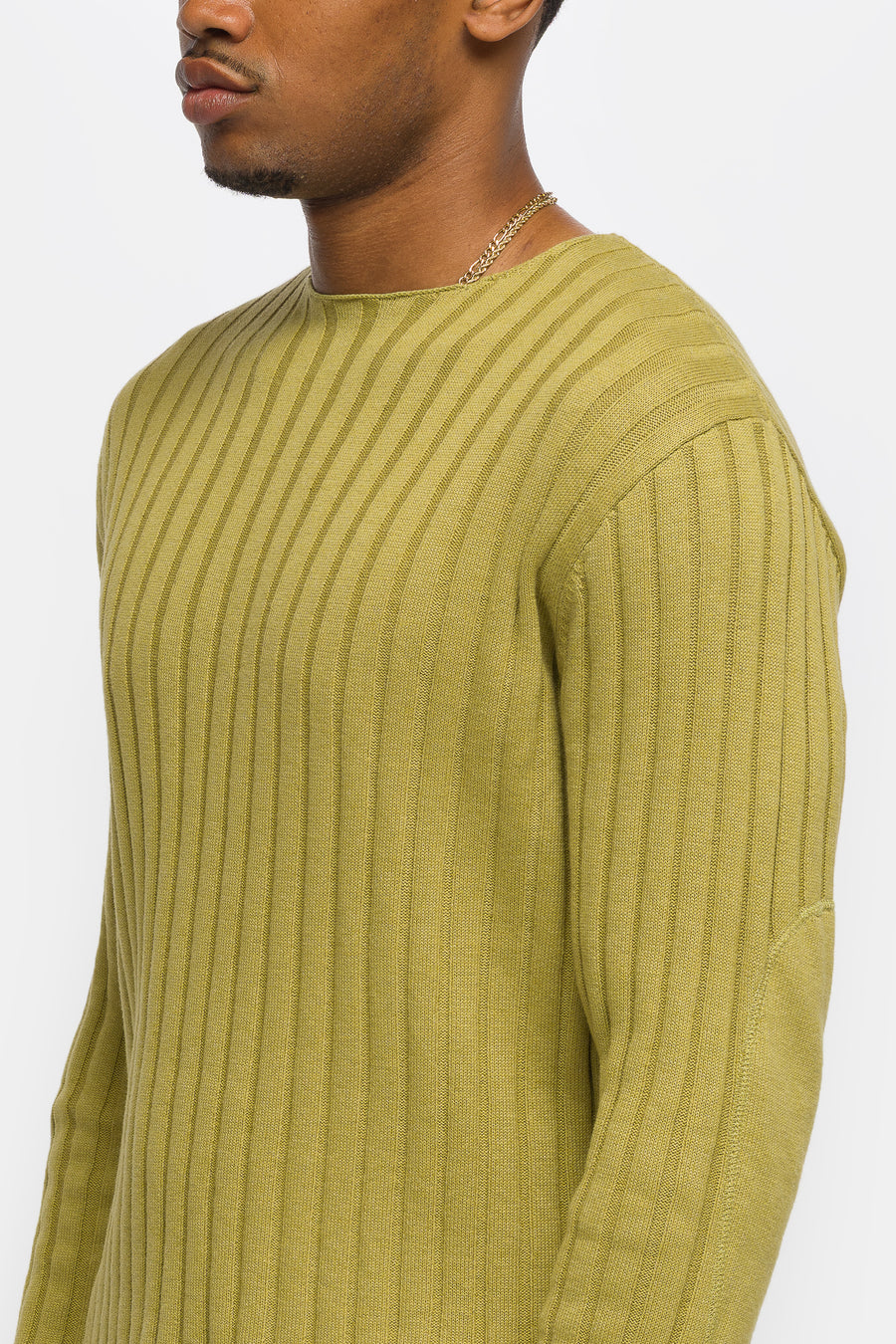 Bare Knuckles Lou Rib Knit Sweater in Moss - Notre