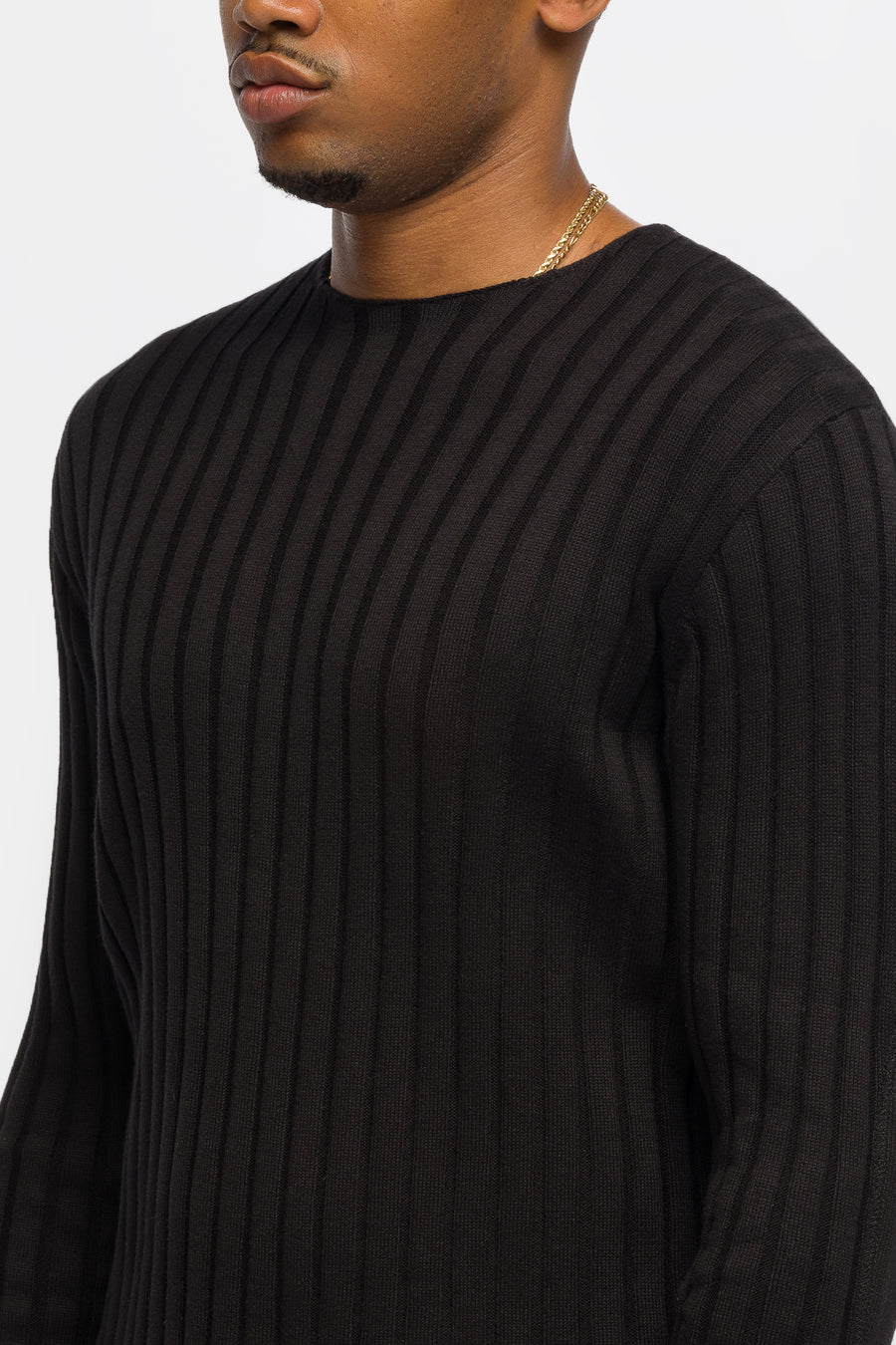 Bare Knuckles Lou Rib Knit Sweater in Onyx - Notre