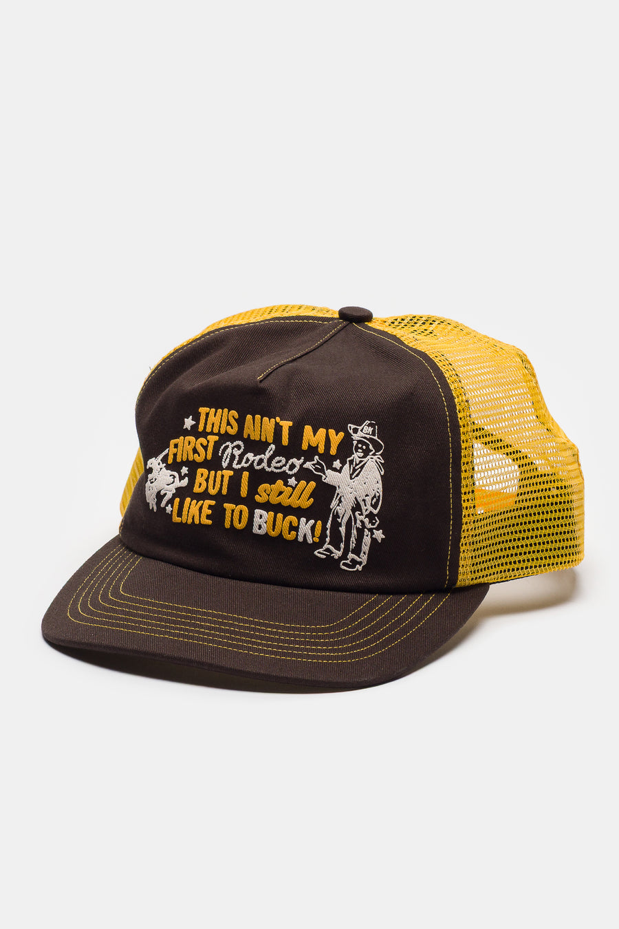 Bare Knuckles Rodeo Mesh Trucker Hat in Espresso/Gold - Notre