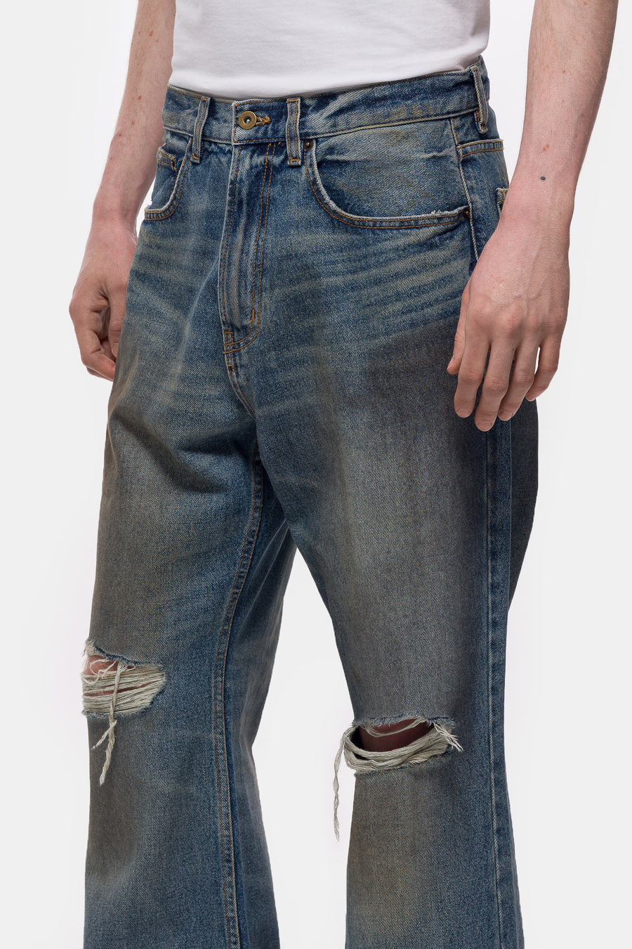 Bare Knuckles Serge Loose Bootcut Jean in Omaha Blue - Notre
