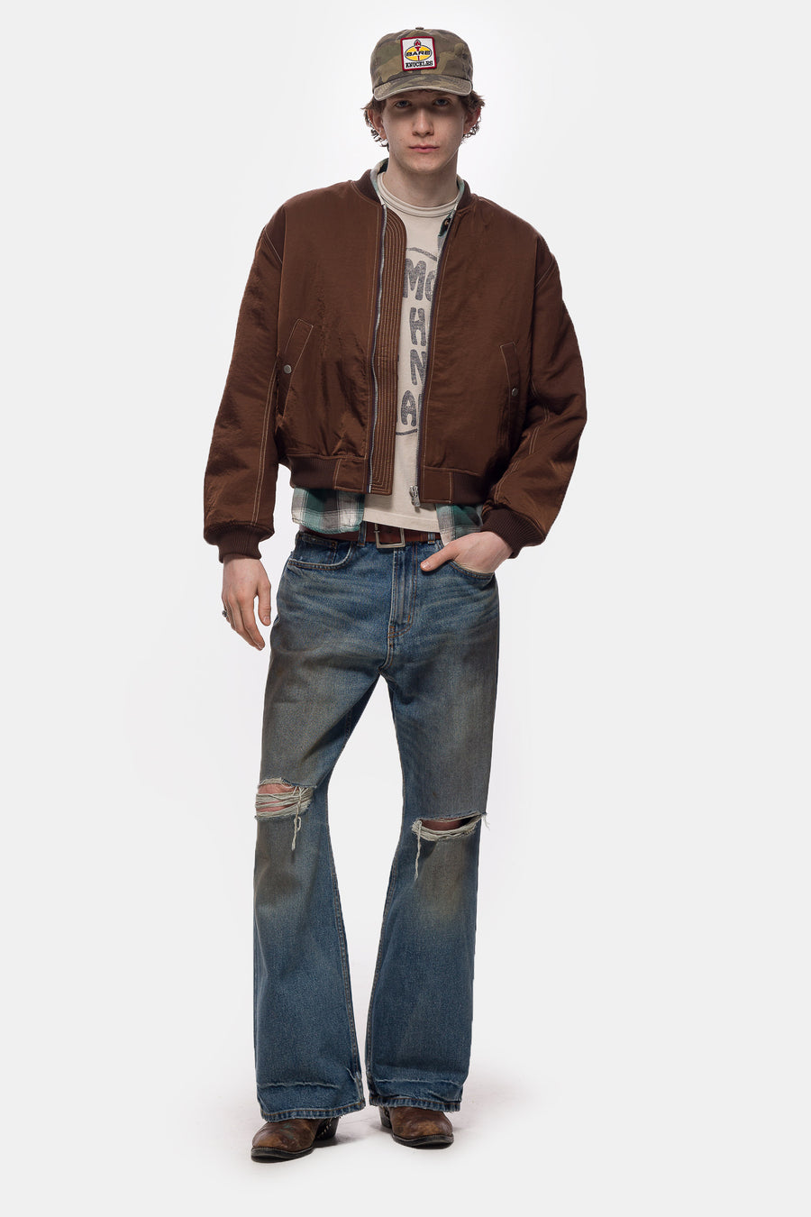 Bare Knuckles Serge Loose Bootcut Jean in Omaha Blue - Notre