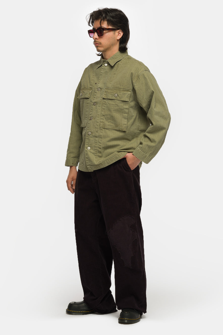 Basketcase Gallery Beatnik V2 Button Up Shirt in Military Green - Notre