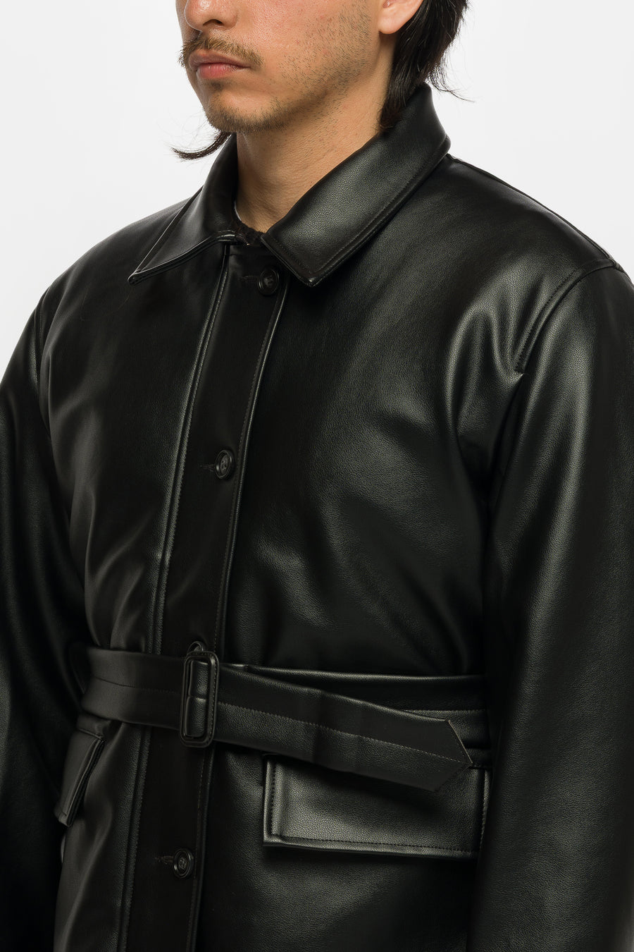 Basketcase Gallery Belted Leather Jacket in Black - Notre
