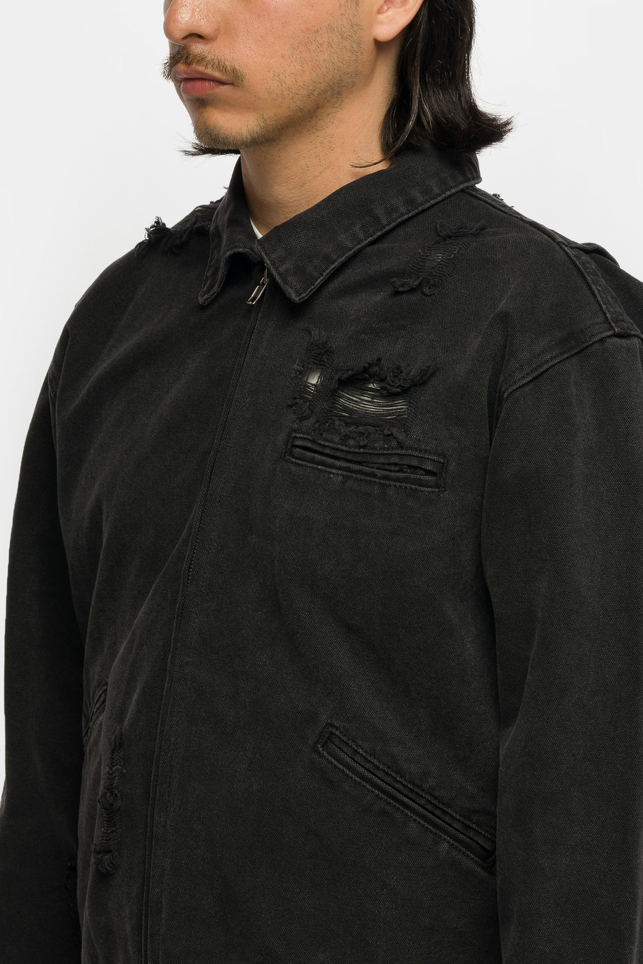 Basketcase Gallery Charms Distressed Work Jacket in Black - Notre