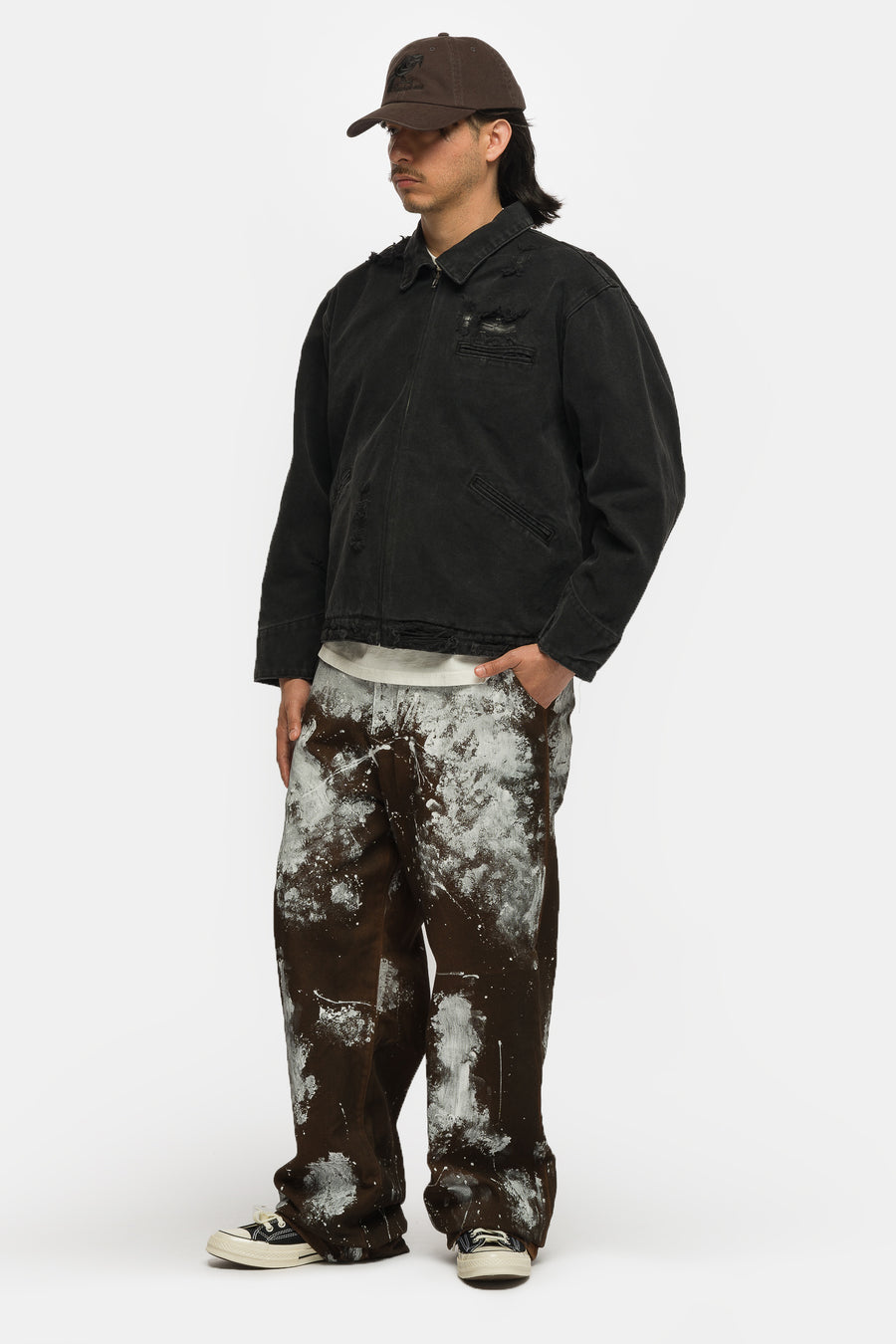 Basketcase Gallery Charms Distressed Work Jacket in Black - Notre