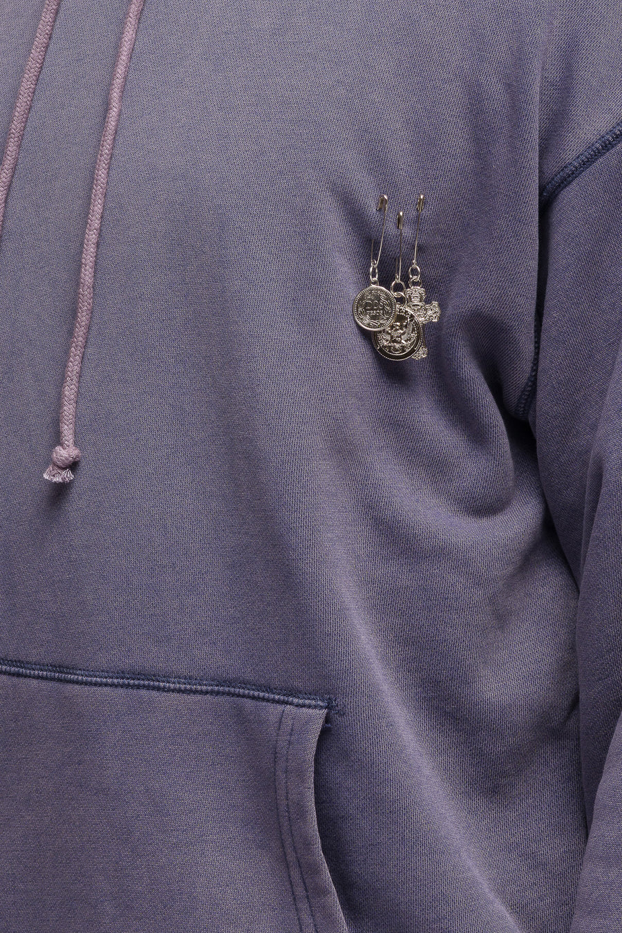 Charms Thermal Lined Pullover Hoodie in Washed Navy