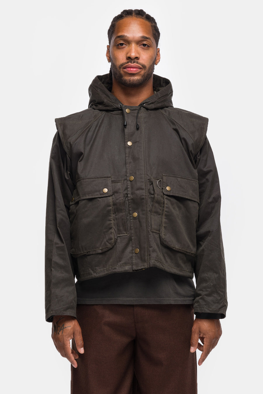 Fisherman Oil Wax Jacket in Brown