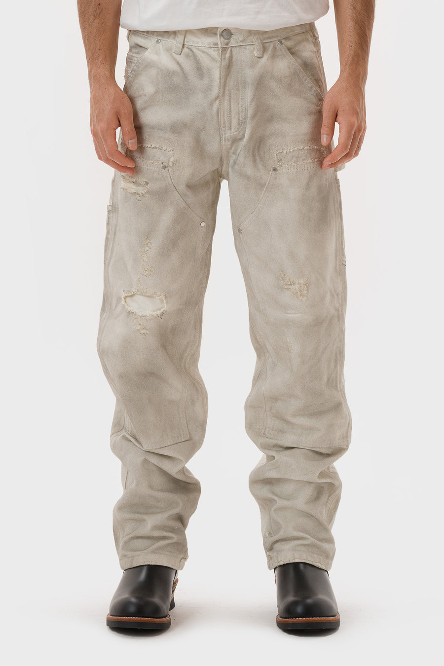 Basketcase Gallery Hench Double Knee Pant in Cream - Notre