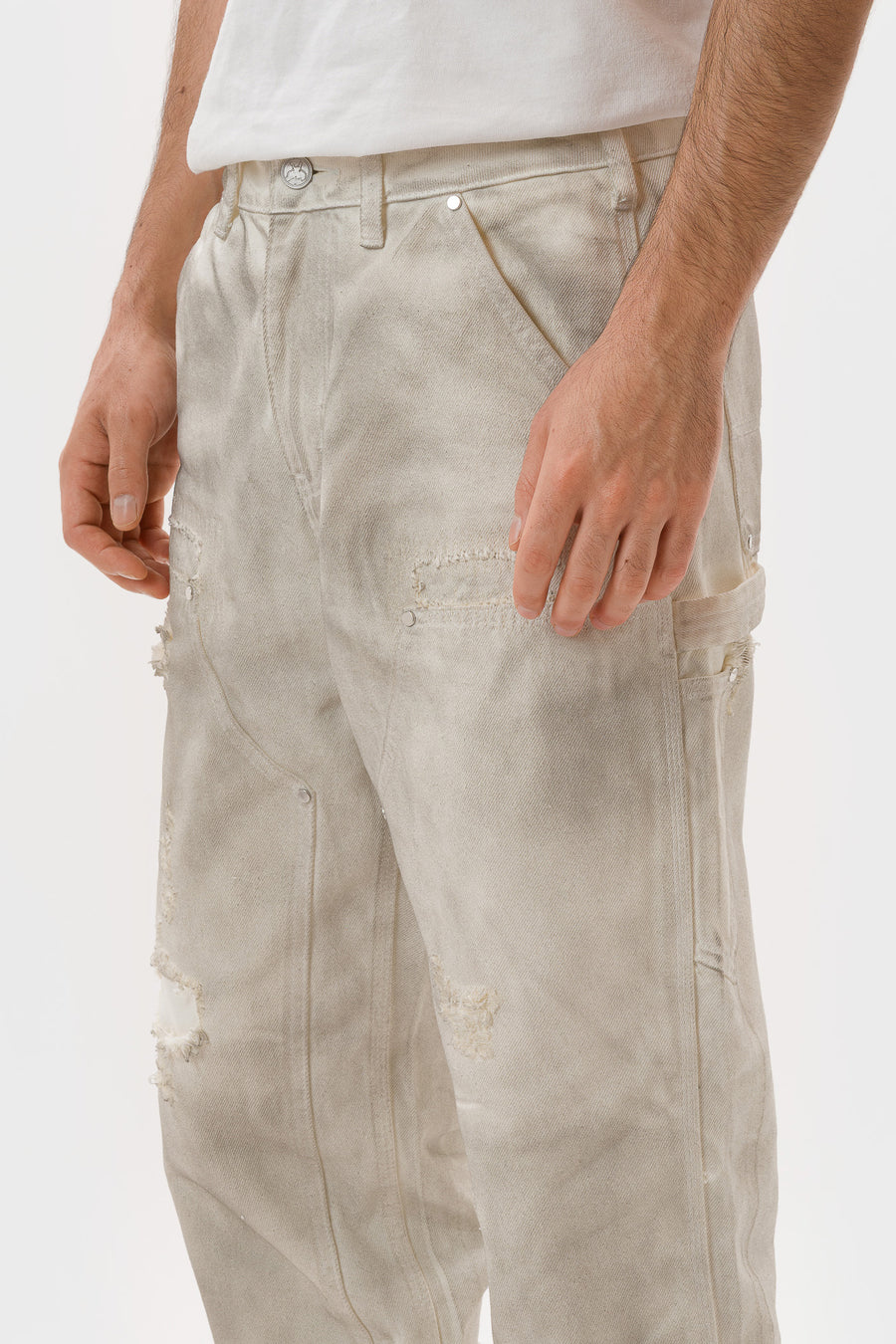 Basketcase Gallery Hench Double Knee Pant in Cream - Notre