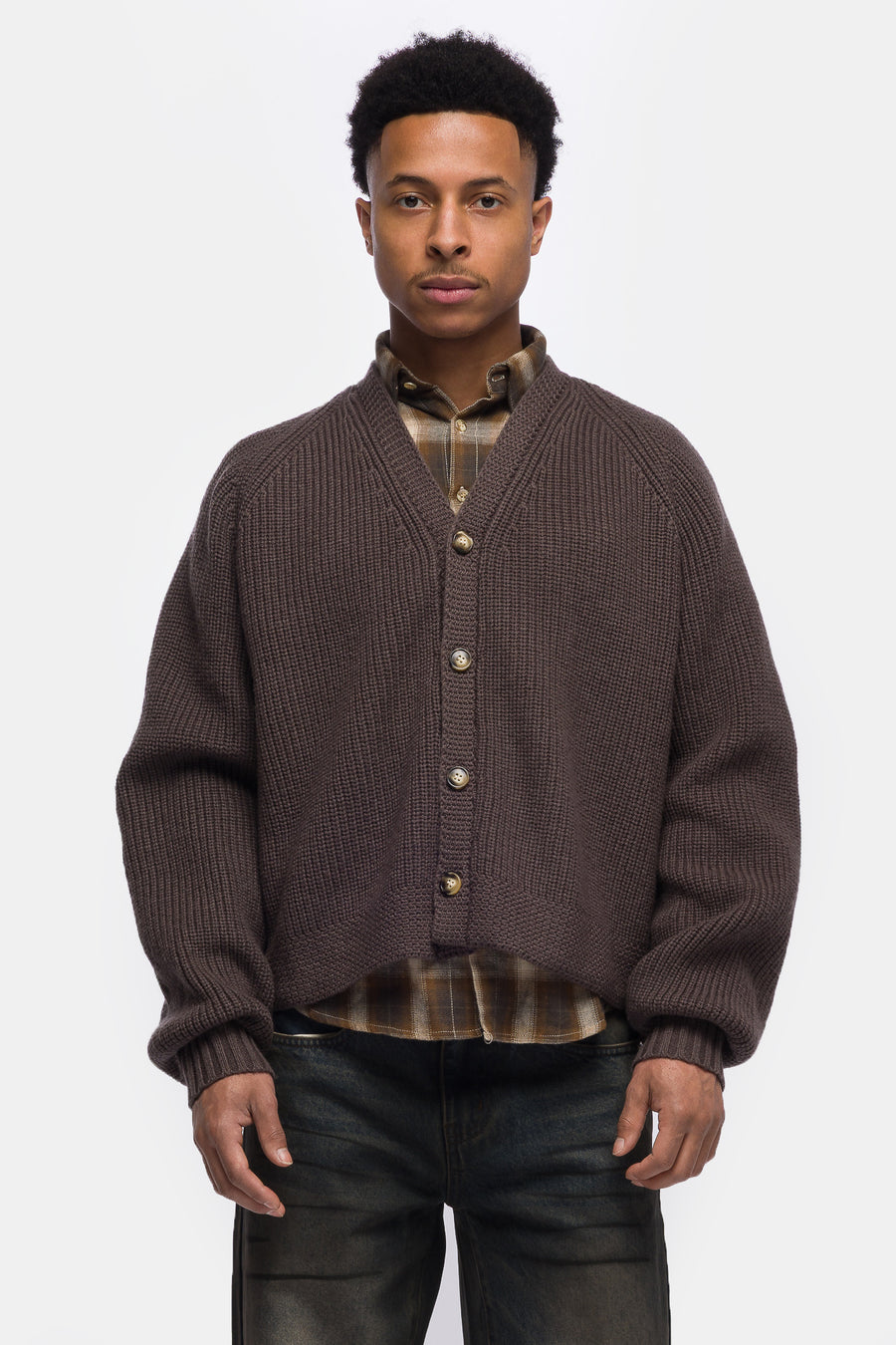 Basketcase Gallery Hench Knit Cardigan in Brown - Notre