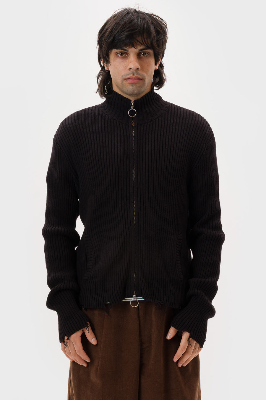 Hench Knit Zip Sweater in Black