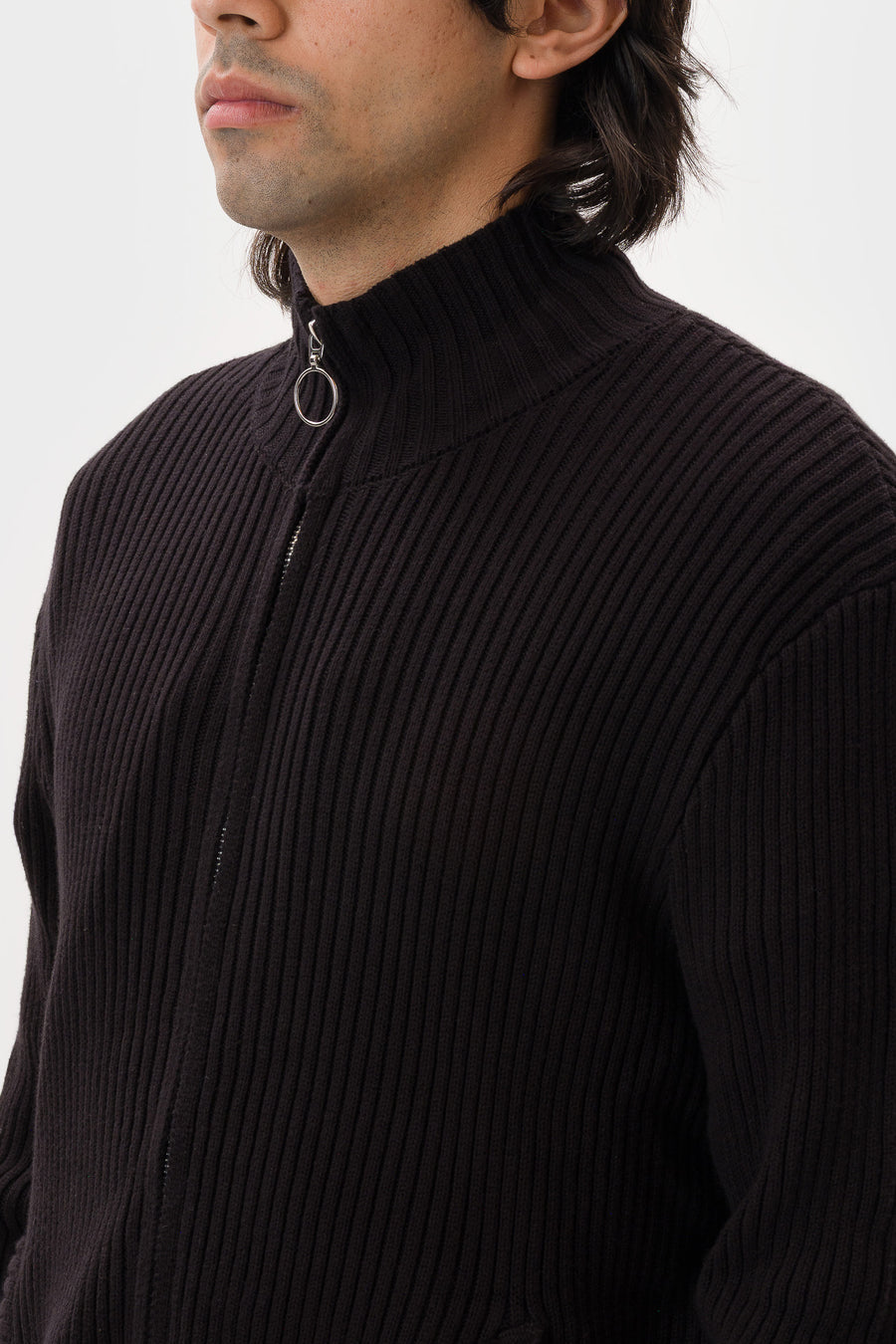 Hench Knit Zip Sweater in Black
