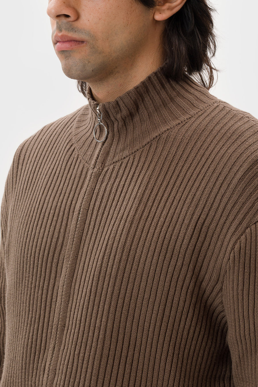 Hench Knit Zip Sweater in Olive