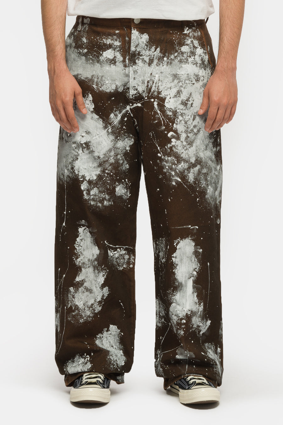 Basketcase Gallery Hench Paint Splatter Work Pant in Brown - Notre