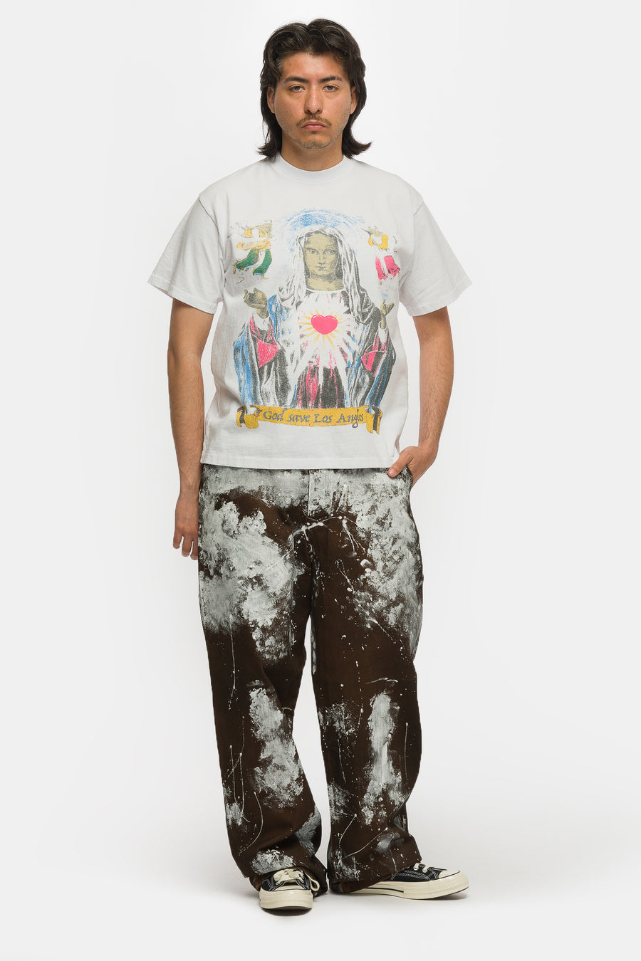 Basketcase Gallery Hench Paint Splatter Work Pant in Brown - Notre