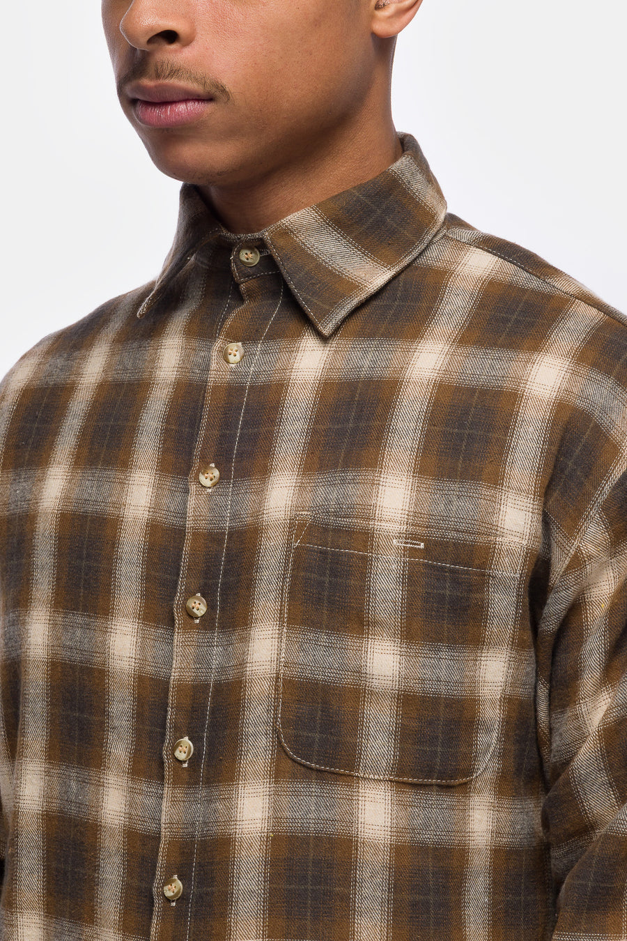 Basketcase Gallery Hench Plaid Evening Shirt in Brown/Multi - Notre