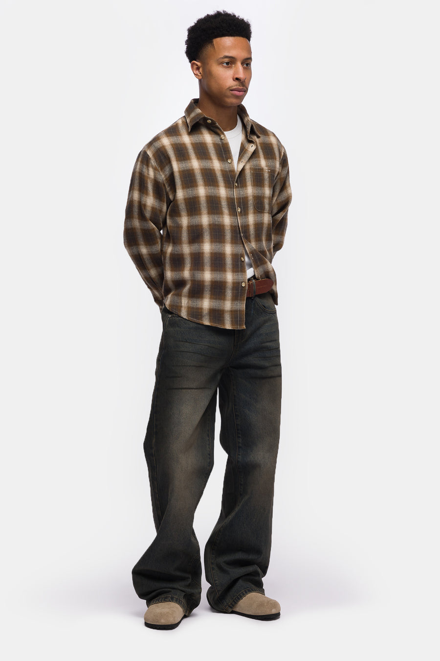 Basketcase Gallery Hench Plaid Evening Shirt in Brown/Multi - Notre