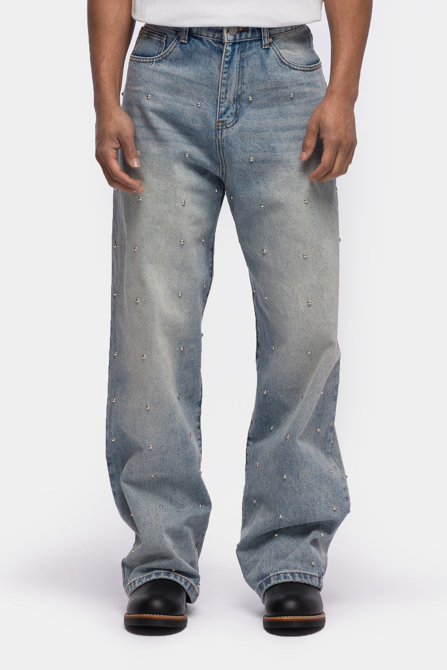 Basketcase Gallery LAX Baggy Studded Jean in Light Wash - Notre