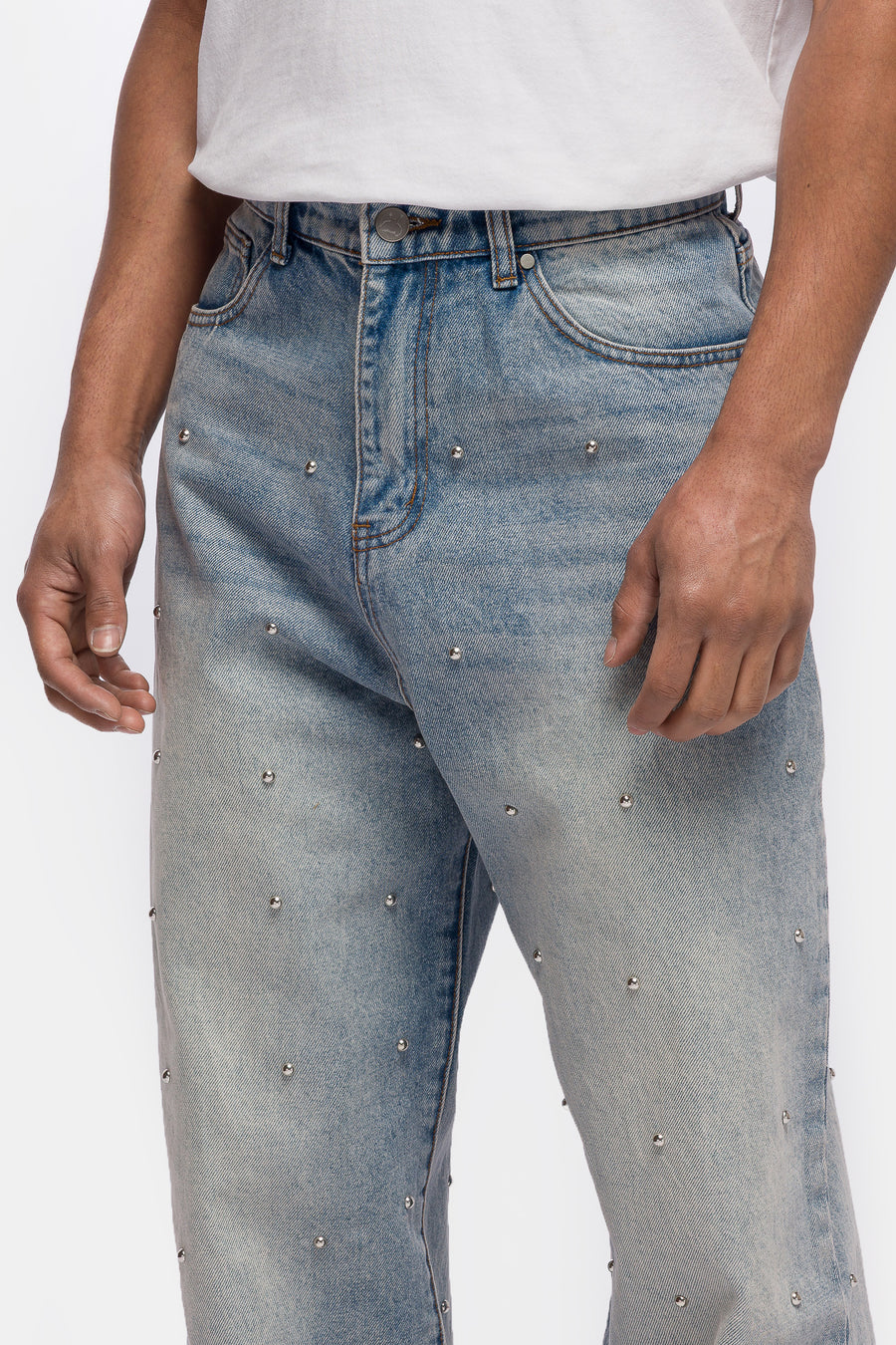 Basketcase Gallery LAX Baggy Studded Jean in Light Wash - Notre